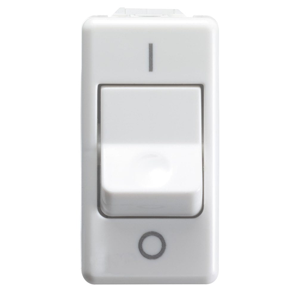 GW20585 - Interruptor bipolar 250v ac - para usos severos - 25ax - neutro - símbolo 0/I - 1 módulo - system white Gewiss