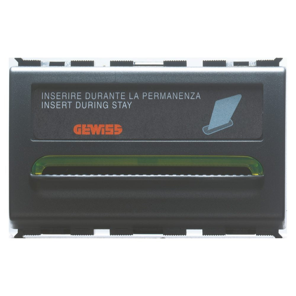 GW30430 - Interruptor universal con tarjeta y lux de localización - 250v - 1p na- 10 a - badge 54mm - luminoso 230 v - 3 módulos - playbus Gewiss
