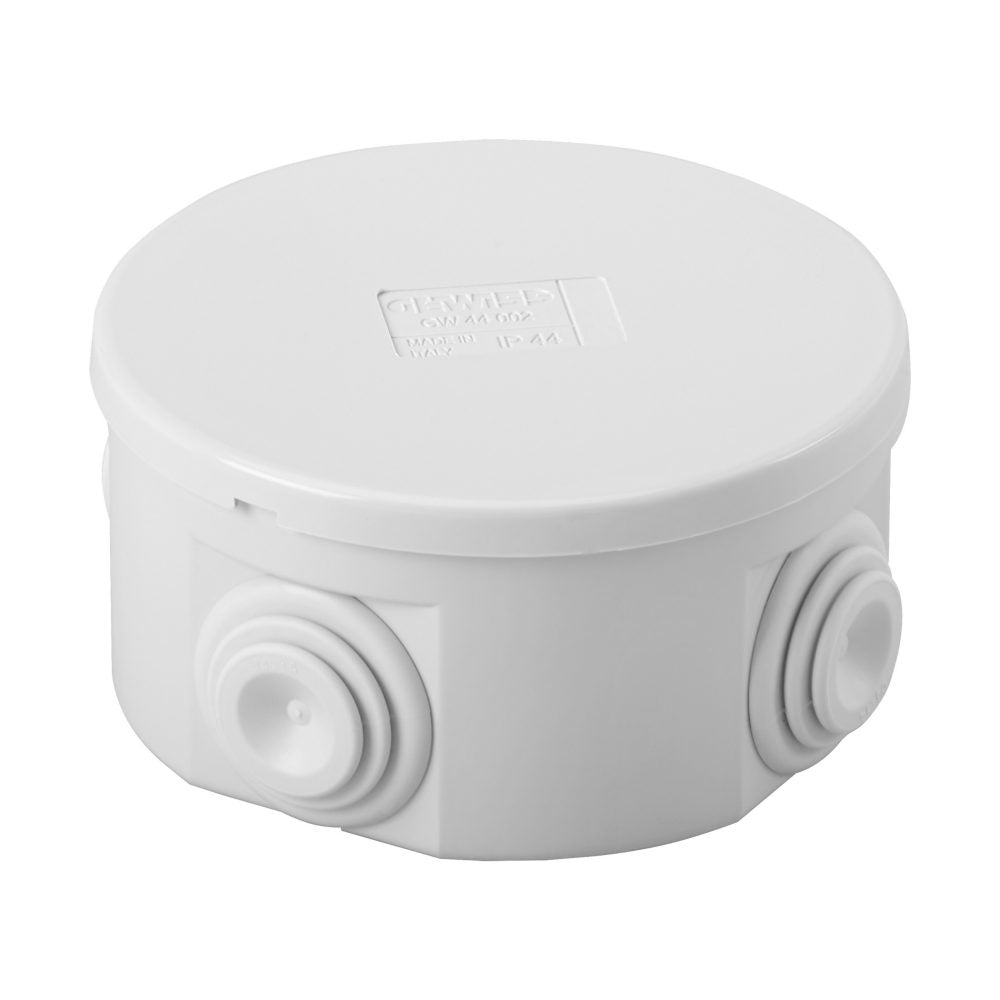 GW44002 - Caja de derivación con tapa baja a presión - ip44 -  ø 80x40 - paredes con pasacables Gewiss