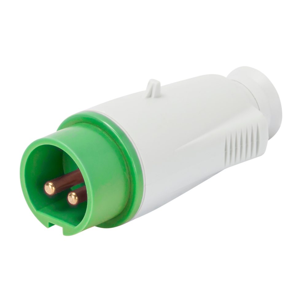 GW60068 - Clavija móvil recta - ip44 - 2p 16a 20-25v e 40-50v 100-200hz - verde - 4h - conexionado de tornillo Gewiss