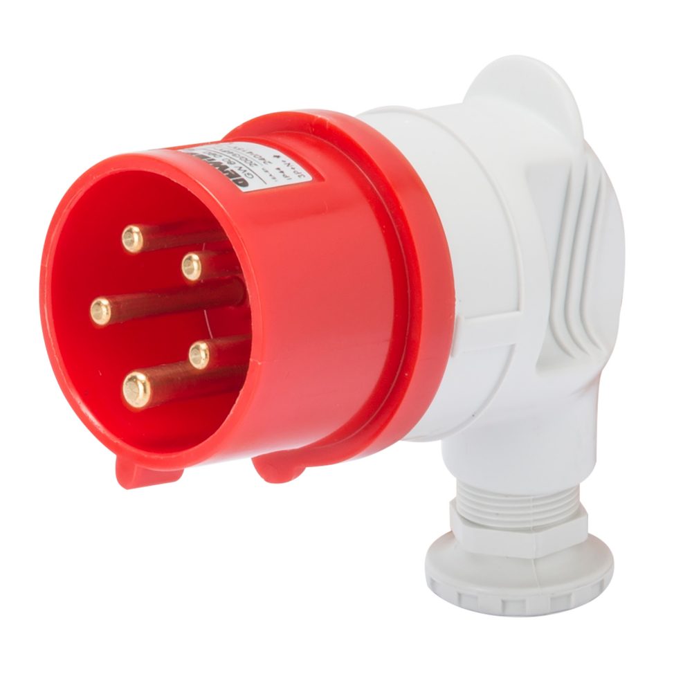 GW60090 - Clavija a 90° móvil - ip44 - 3p+n+t 16a 380-415v 50/60hz - rojo - 6h - conexionado de tornillo Gewiss