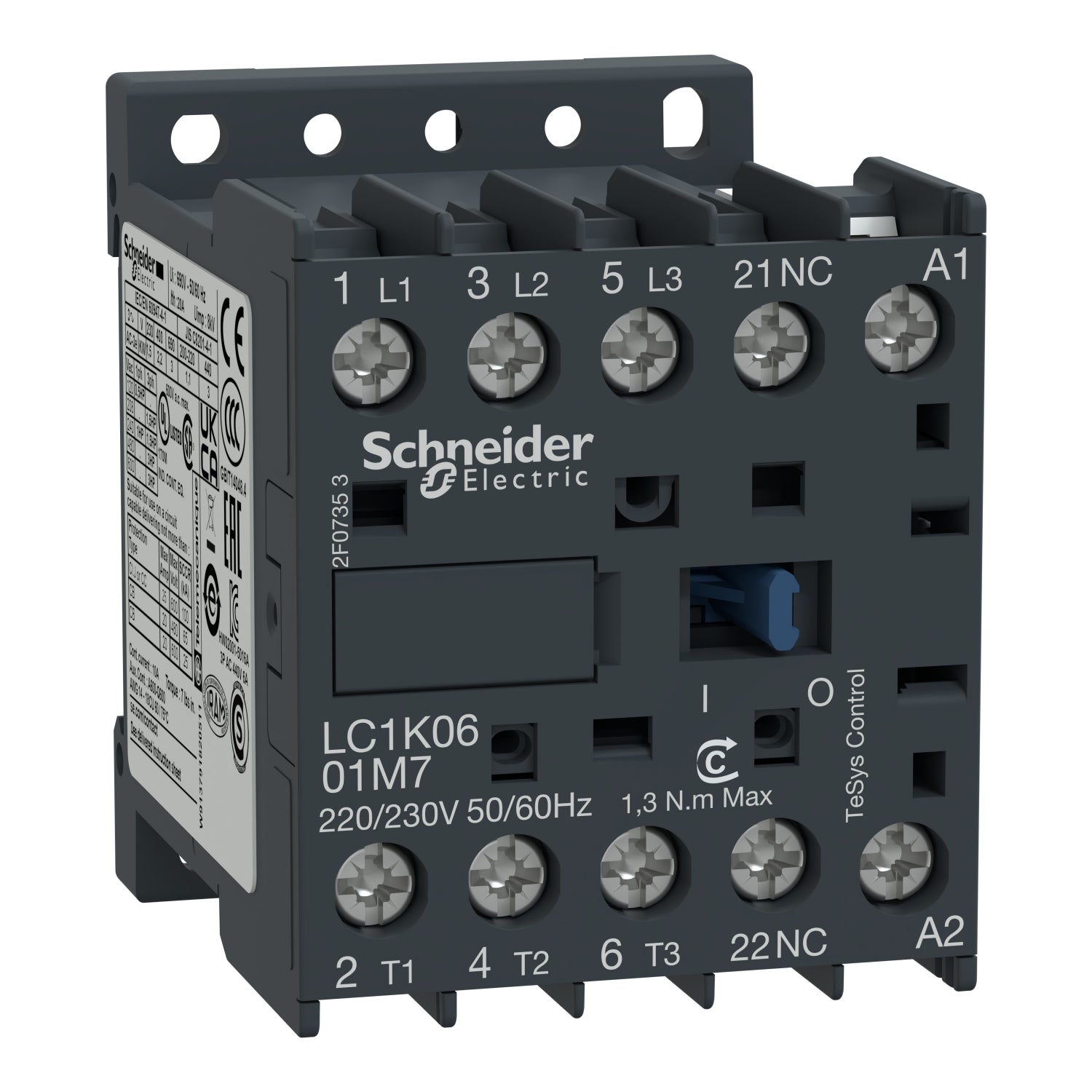 LC1K0601M7 - TeSys K - Minicontactor 3P AC-3 - <=440 V 6 A - bobina 220...230 V CA Schneider