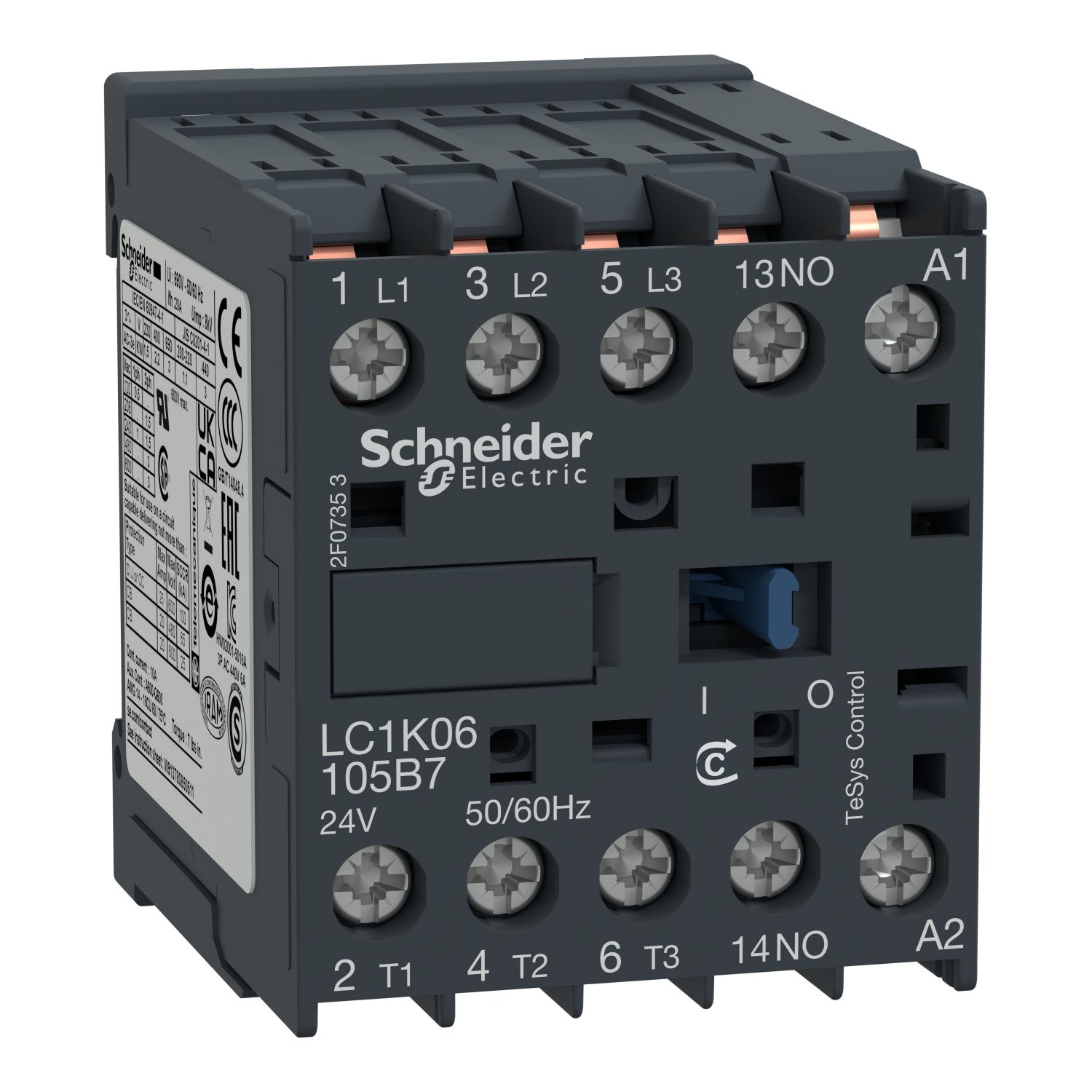 LC1K06105B7 - Contactor TeSys K - 3P(3 NA) - AC-3 - <= 440 V 6 A - 24 V bobina CA Schneider