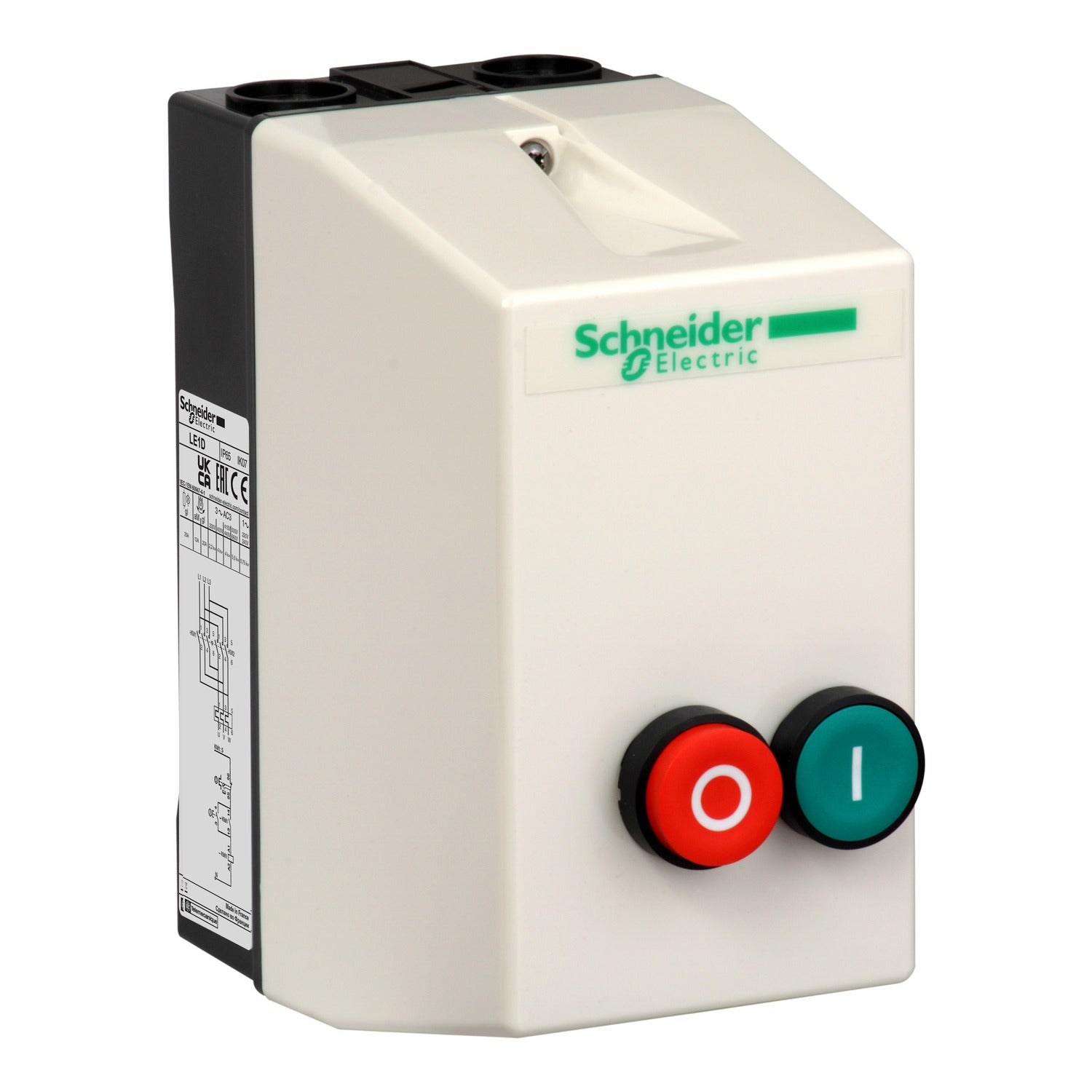LE1D12V7 - Arrancador Schneider DOL encerrado Tesys LE 12A 400V CA con bobina incluyendo 1 LC1D 2 pulsadores