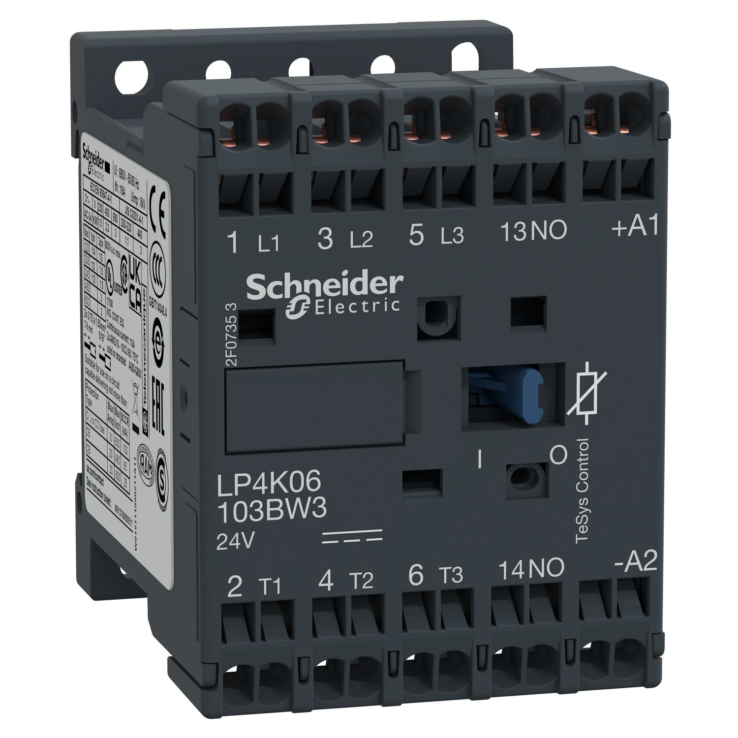 LP4K06103BW3 - Contactor Tesys K - 3P(3 NA) - AC-3 - <= 440 V 6 A - 24 V bobina CC Schneider