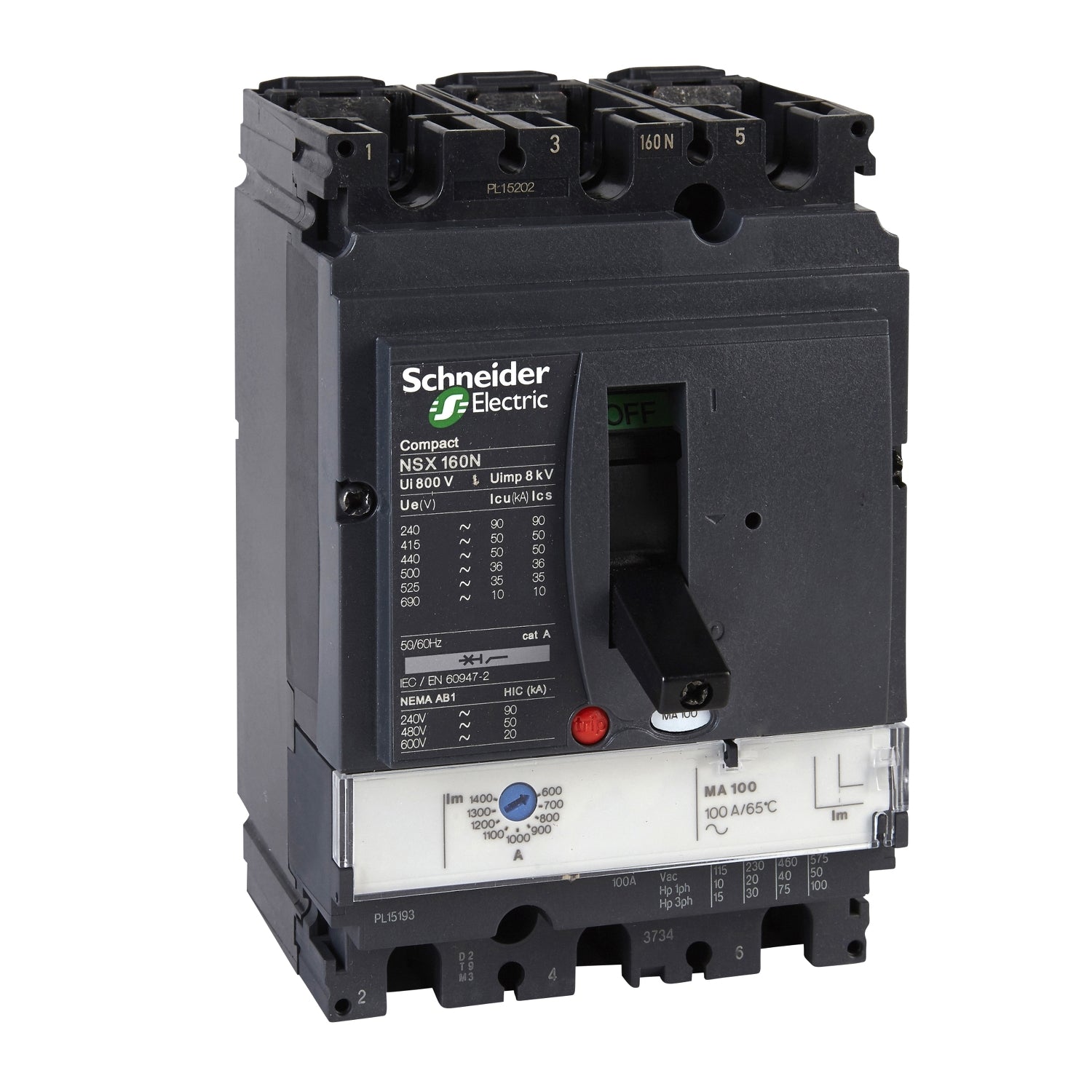 LV430834 - Interruptor Caja Moldeada Completo NSX160H MA150 3P3R Schneider