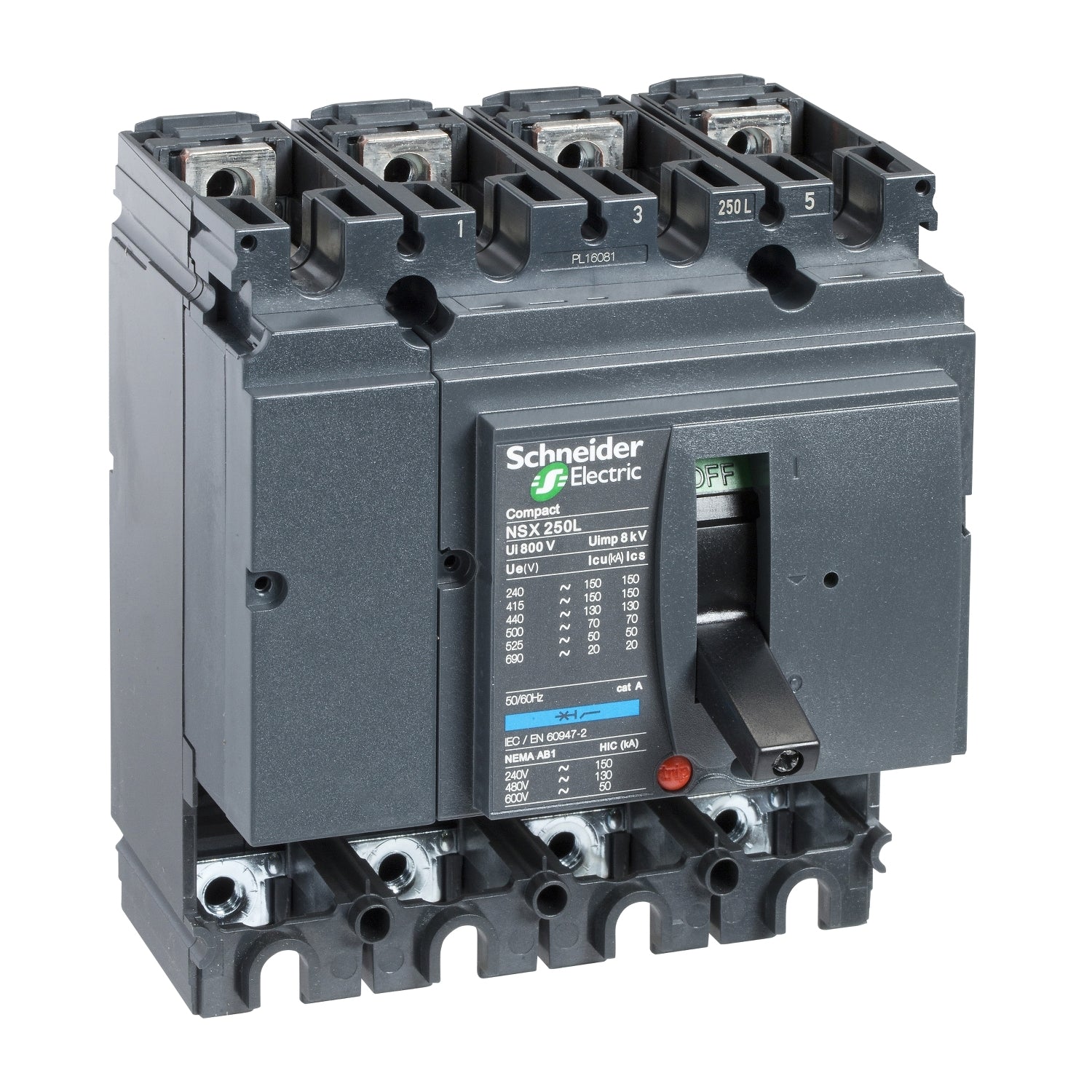 LV431410 - Bloque de Corte Caja Moldeada ComPacT NSX250L 150kA 4P 250A Schneider