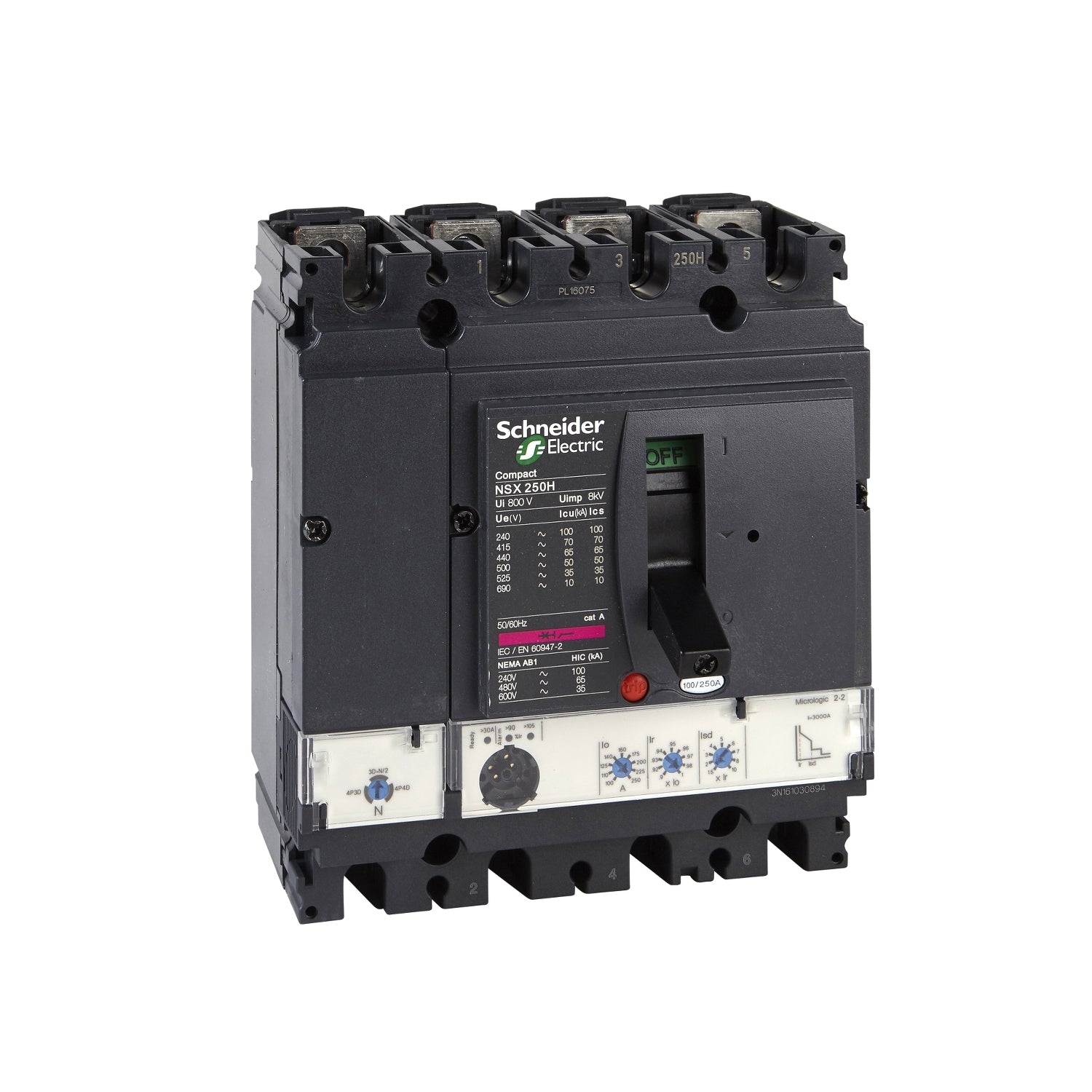 LV431876 - Interruptor Caja Moldeada Completo NSX250N Micrologic 2.2 160A 4P4R Schneider