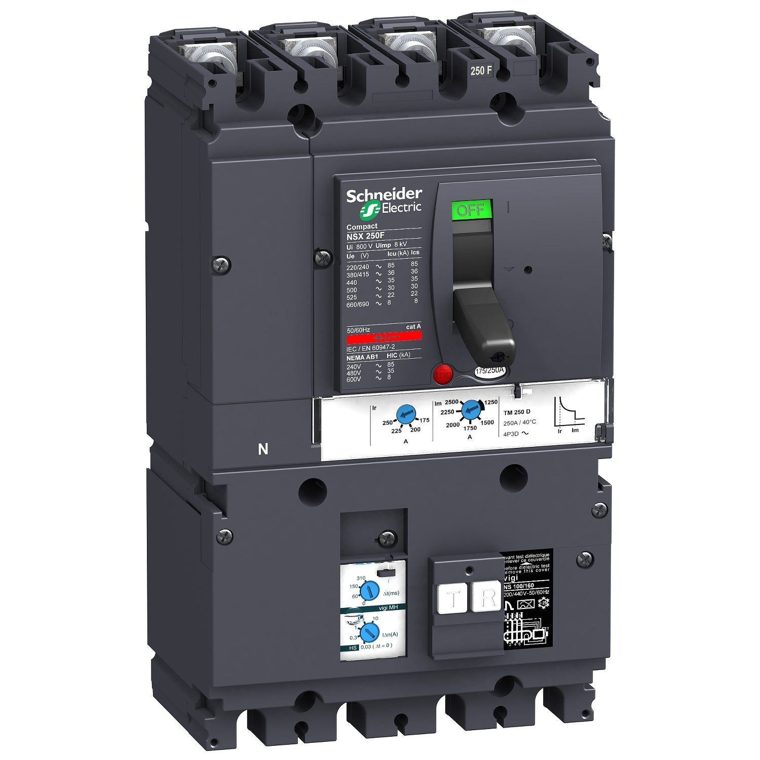LV431953 - Interruptor Caja Moldeada NSX250F Vigi MH TM125D 4P4D VigiCOMPACT Schneider