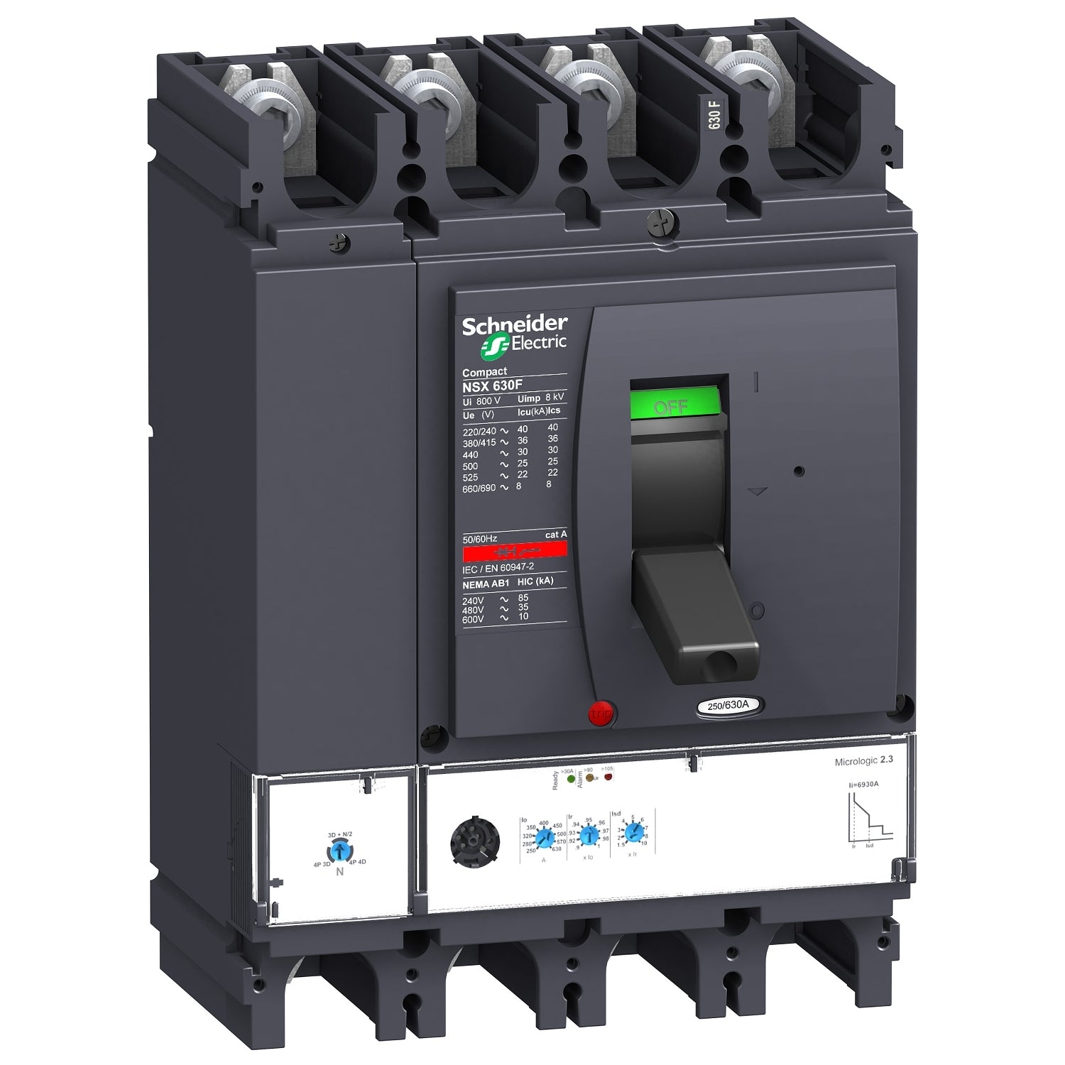 LV432877 - Interruptor Caja Moldeada Completo NSX630F Micrologic 2.3 630A 4P4R Schneider