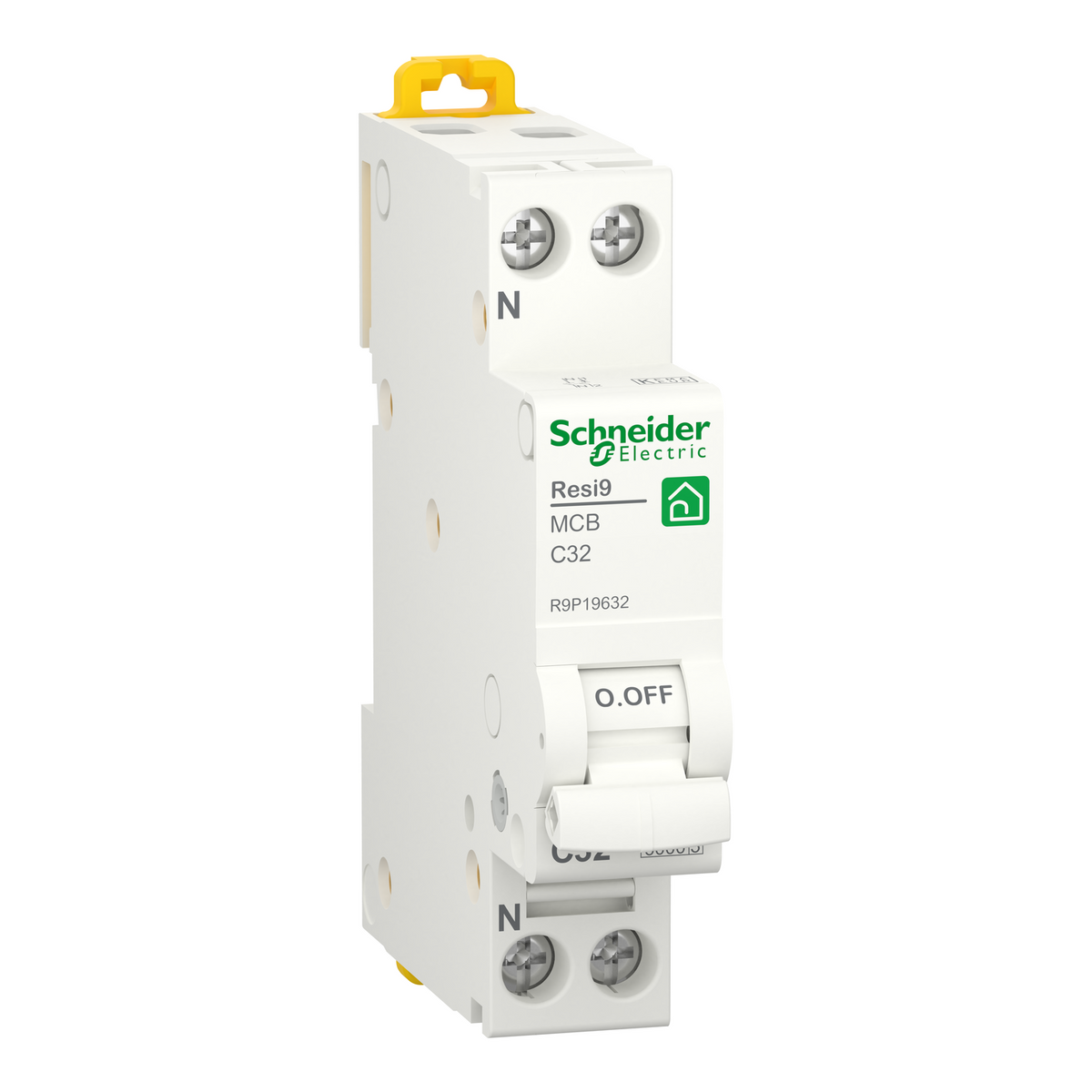 R9P19632 - Interruptor Magnetotérmico DPN Un Polo + Neutro Resi9  1P + N 32A Curva C 6kA Schneider