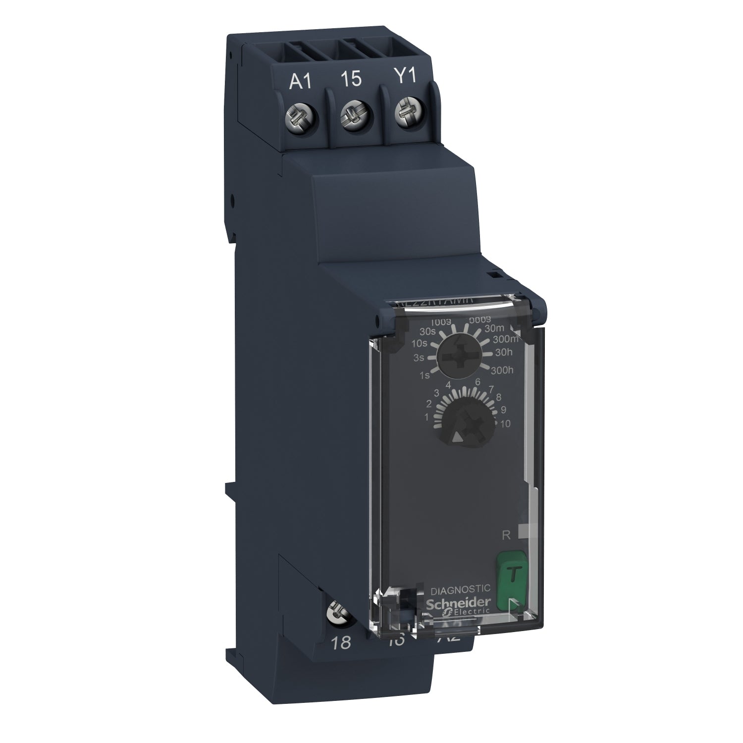 RE22R1AMR - Relé Temporizador Retardo a la conexión de sincronización 0.05s...300h 24...240V CA / CC 1C/S Schneider