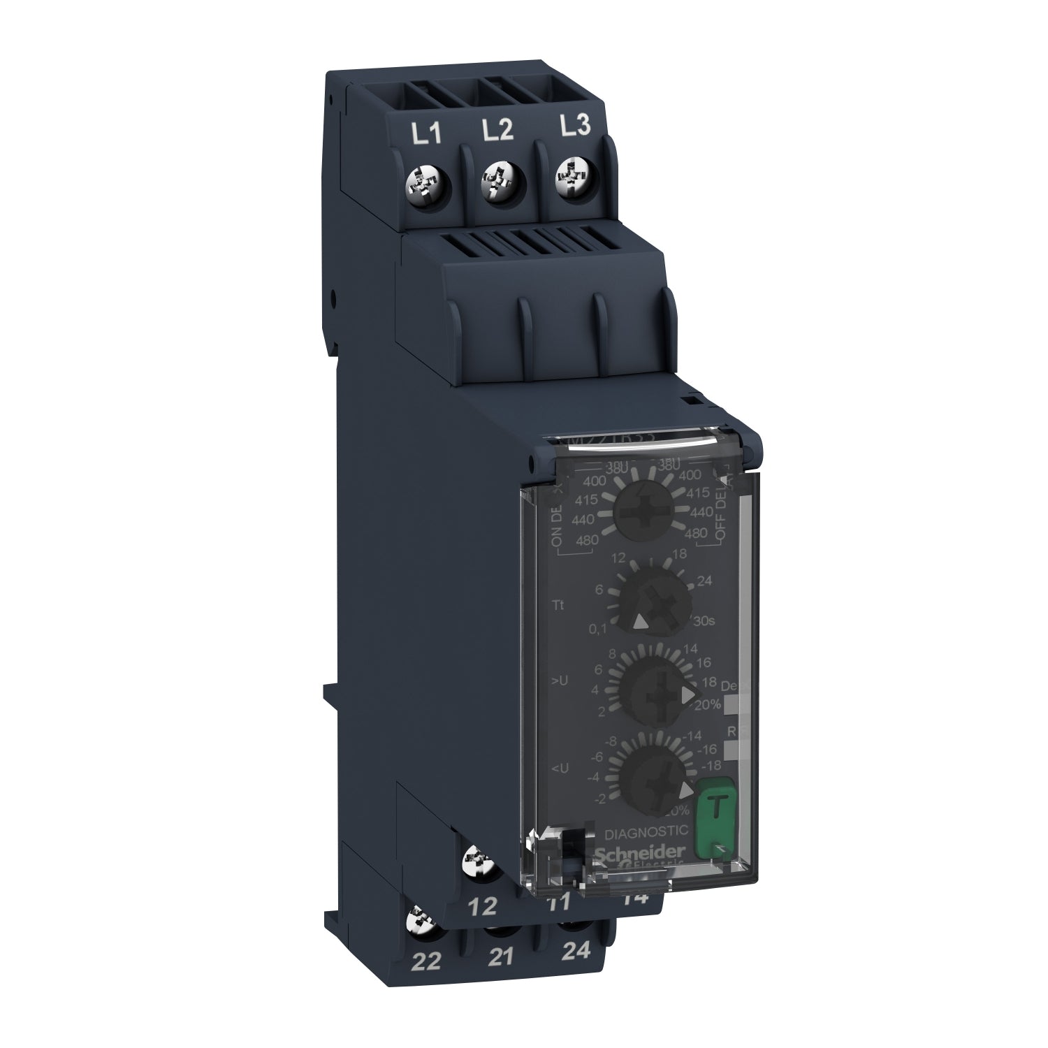 RM22TR33 - Relé de control de voltaje trifásico 380...480V CA 2C/O Schneider