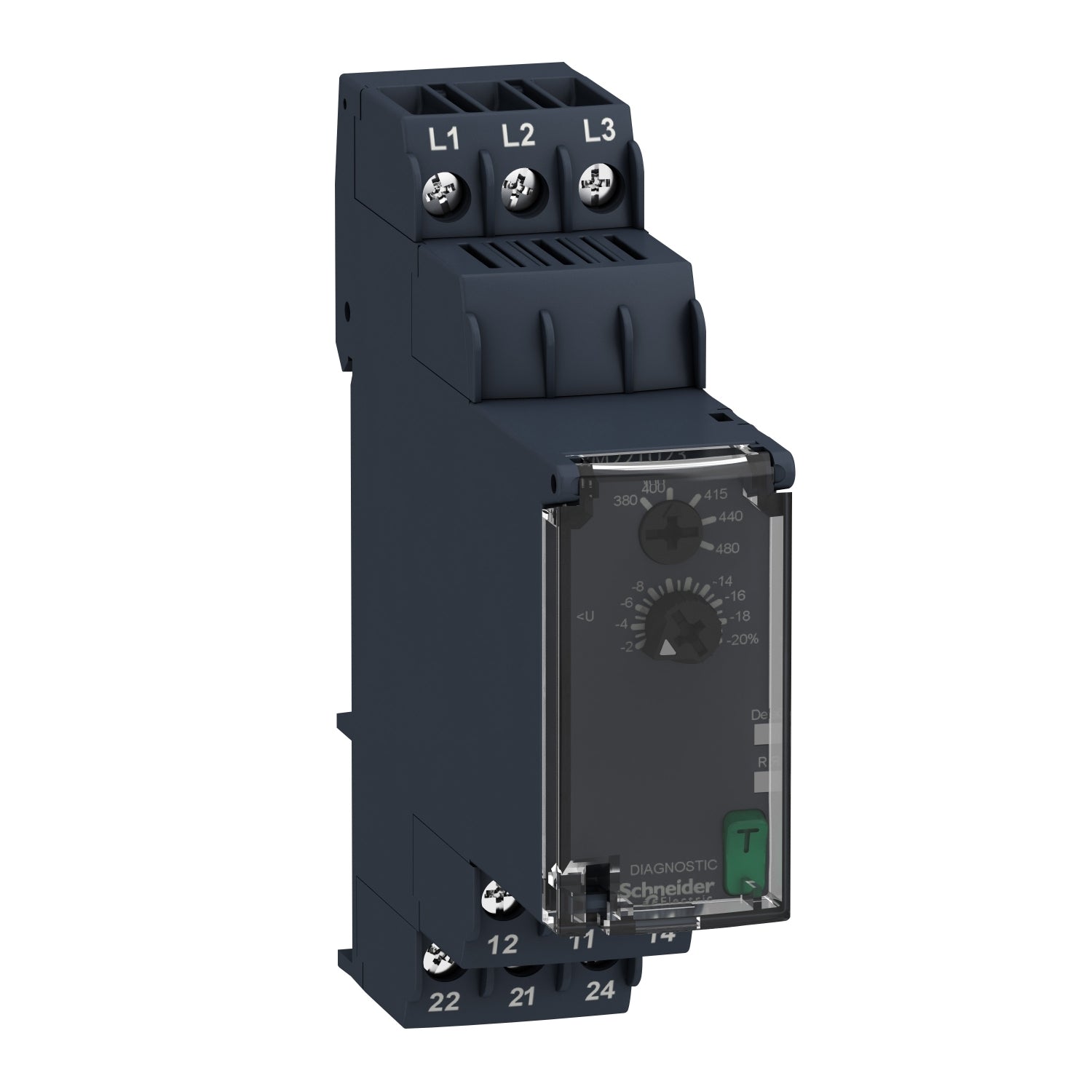 RM22TU23 - Relé de control de subtensión trifásico 380...480V CA 2C/O Schneider