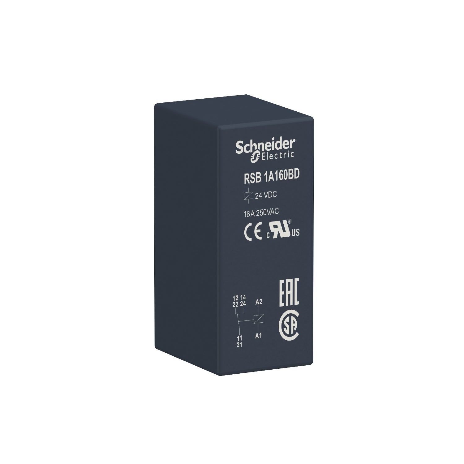 RSB1A160BD - Relé Electromecánico enchufable 1NANC 16A 24V CC Schneider