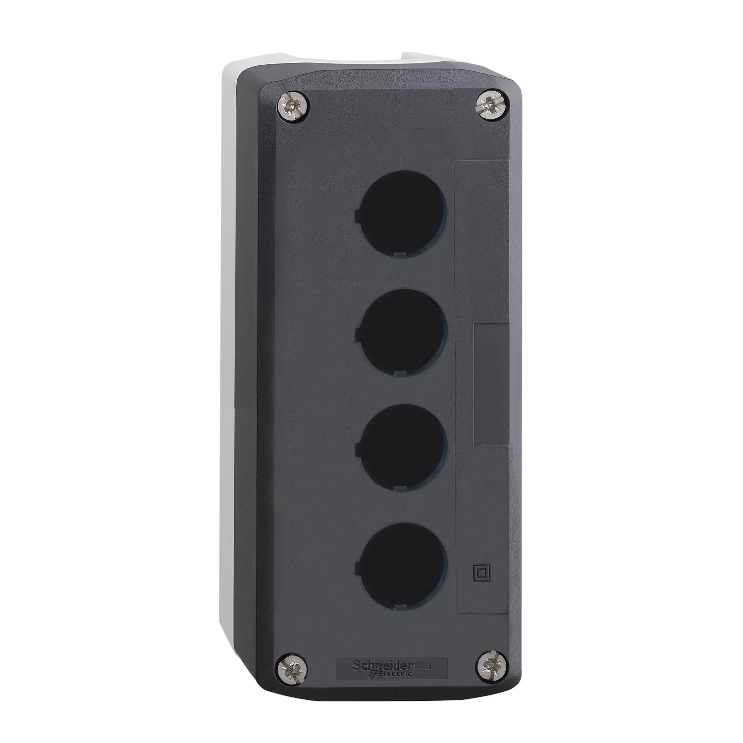XALD04 - Caja vacía plástico Harmony XALD XALK tapa gris oscura para pulsador ø 22 4 orificios Schneider
