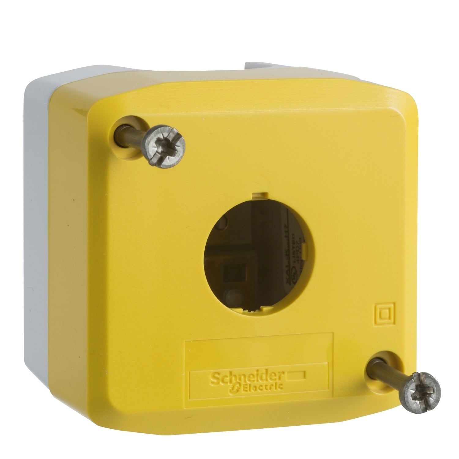 XALK01 - Caja vacía plástico Harmony XALD XALK - tapa amarilla para pulsador ø 22 1 orificio Schneider