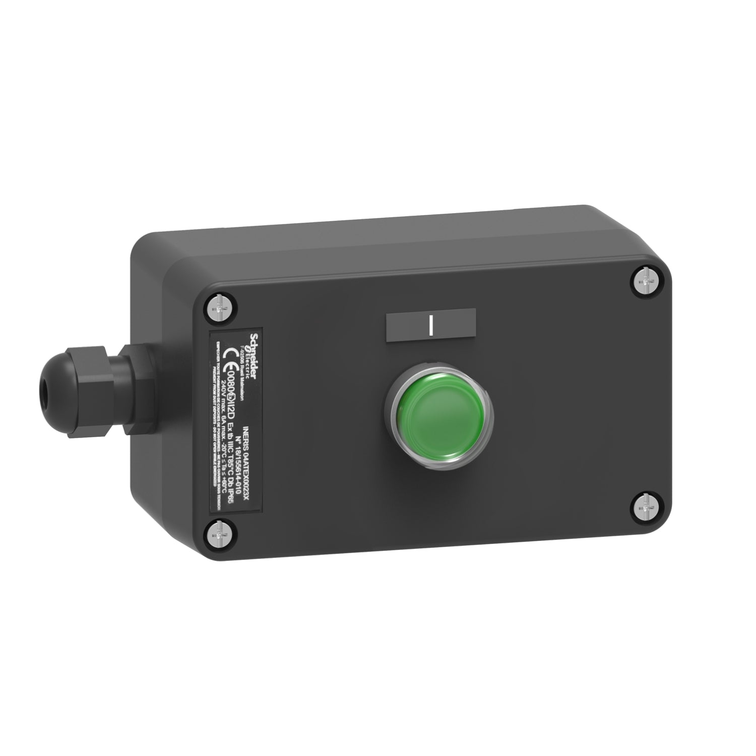 XAWG100EX - Estación de control plástico función de arranque 1 pulsador rasante verde 1 na atex Schneider