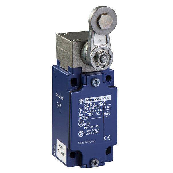 XCKJ10513D - Interruptor de límite, XC Standard, XCKJ, palanca de rodillo de acero, 1NC+1 NO, acción rápida, M12 Telemecanique