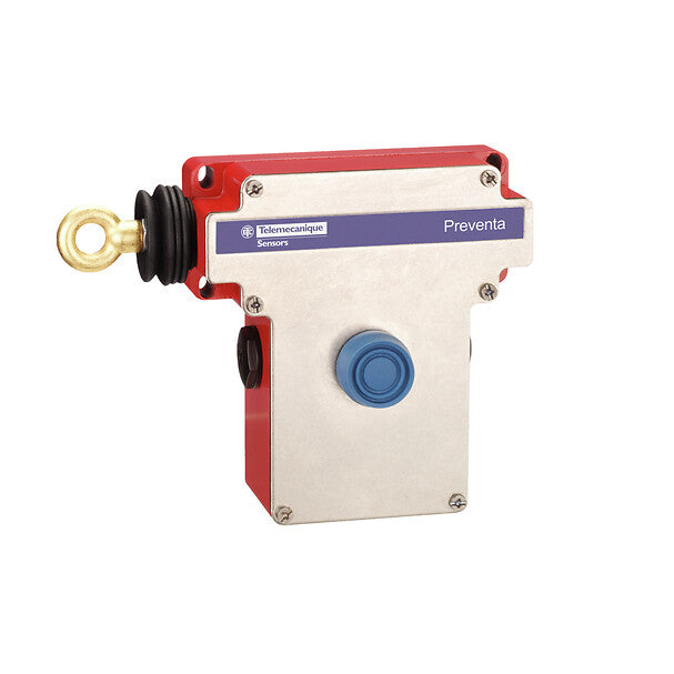 XY2CE2A270 - Interruptor de parada de emergencia por cable con enclavamiento, lado izquierdo -2NC, pulsador protegido Telemecanique