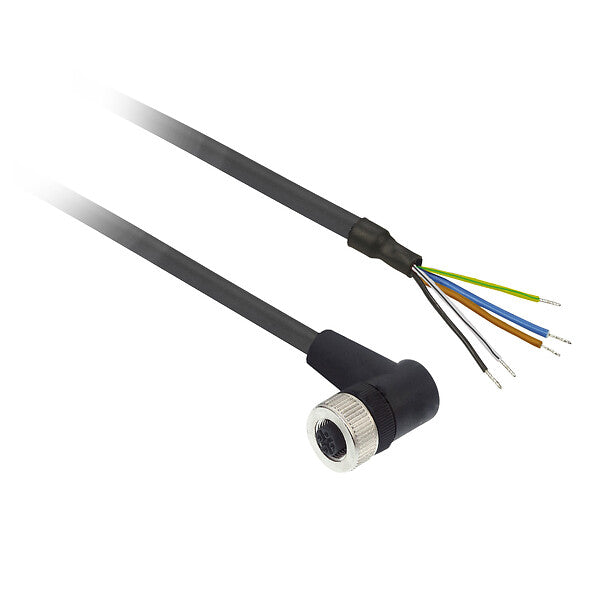 XZCP1264L10 - Conector precableado XZ, hembra acodada, M12, 5 pines, cable PUR 10 m Telemecanique